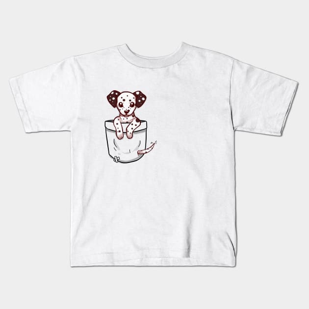 Pocket Cute Dalmation Kids T-Shirt by TechraPockets